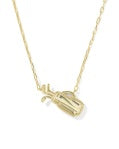 GOLF SHORT PENDANT NECKLACE GOLD GREEN MALACHITE