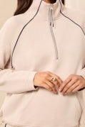 L/S RAGLAN POP OVER W/ZIPPER-SandDune
