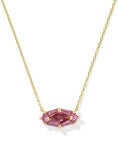 LINDY RAE ELISA SHORT PENDANT NECKLACE GOLD PINK CRYSTAL