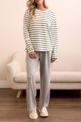 L/S CREW NECK TOP W/BUTTONS-MoonStone
