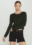 MIRA BUTTON FRONT CARDIGAN-Forest Green