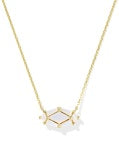 LINDY RAE ELISA SHORT PENDANT NECKLACE GOLD WHITE OPALITE CRYSTAL