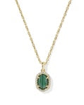 DAPHNE CRYSTAL FRAME SHORT PENDANT NECKLACE GOLD GREEN MALACHITE