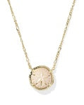 SAND DOLLAR SHORT PENDANT NECKLACE GOLD NATURAL MOTHER OF PEARL