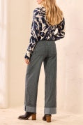 FLY FRT ANKLE PANT W/ WIDE CUFFS-Sapphire