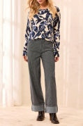 FLY FRT ANKLE PANT W/ WIDE CUFFS-Sapphire
