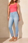 Audrey Pull-On Slim Ankle Jeans w/Emb-VividBlue