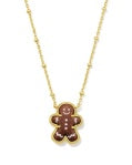 GINGERBREAD SHORT PENDANT NECKLACE GOLD BROWN GOLDSTONE