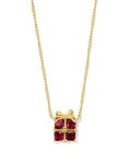 PRESENT SHORT PENDANT NECKLACE GOLD RED CRYSTAL