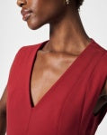 The Perfect V-Neck Seamed Top-Deep Red