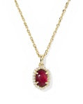 DAPHNE CRYSTAL FRAME SHORT PENDANT NECKLACE GOLD DARK BURGUNDY ILLUSION