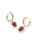 DAPHNE CRYSTAL FRAME HUGGIE EARRINGS GOLD DARK BURGUNDY ILLUSION