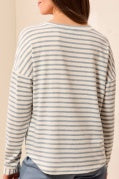 L/S CREW NECK TOP W/INSERTS-Blue Fog