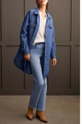LONG BUTTON FRT QUILTED JACKET-BLUECHAMBRAY
