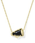 CHEER SHORT PENDANT NECKLACE GOLD BLACK AGATE
