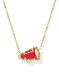 CHEER SHORT PENDANT NECKLACE GOLD RED ILLUSION