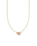 HOLLAND HEART SHORT PENDANT NECKLACE GOLD PINK CRYSTAL