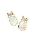 DAPHNE BOW DROP EARRINGS GOLD IRIDESCENT CRYSTAL IVORY ILLUSION
