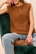 SPLIT CREW NECK SWEATER VEST-Hazelwood