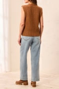 SPLIT CREW NECK SWEATER VEST-Hazelwood