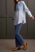 POP OVER DENIM TUNIC W/ TUCKING DETAIL-Soft Peri