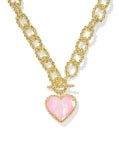 HAISLEY HEART STATEMENT NECKLACE GOLD BLUSH IVORY MOTHER OF PEARL