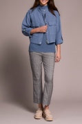 L/S ZIP FRT JACKET W/ DOUBLE POCKETS-SlateBlue