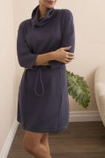 3/4 SLV FUNNEL NK DRESS W/DRAWCORD-Sapphire