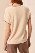 CAP SLV CREW NK SWEATER W/TIPING-MoonStone