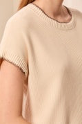 CAP SLV CREW NK SWEATER W/TIPING-MoonStone