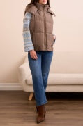 QUILTED VEST W/REMOVABLE HOOD-Fossil