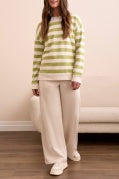 L/S CREW NECK TOP W/RIB DTL-Wasabi