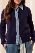 MIXED MEDIA SWEATER JACKET W/ DENIM DTL-NightFall