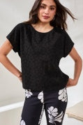 CAP SLEEVE CREW NECK TOP-BLACK