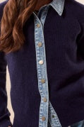 MIXED MEDIA SWEATER JACKET W/ DENIM DTL-NightFall