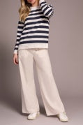 L/S CREW NECK TOP W/RIB DTL-Sapphire