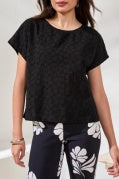 CAP SLEEVE CREW NECK TOP-BLACK
