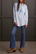 POP OVER DENIM TUNIC W/ TUCKING DETAIL-Soft Peri