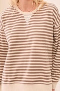 L/S CREW NECK TOP W/COMBO-Fossil