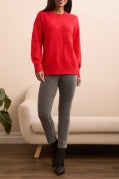 L/S CREW NK SWEATER-Carmine