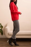 L/S CREW NK SWEATER-Carmine