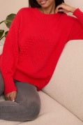 L/S CREW NK SWEATER-Carmine
