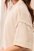 LOFTY ELBOW SLV CREW NK SWEATER-H Cream