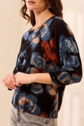 Soft Yarn Three-Quarter Sleeve Crewneck Sweater-Maple