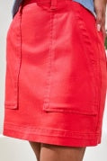 AUDREY PULL ON DENIM SKORT W/ PATCH PKTS-CORALRED