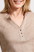 HENLEY TOP W/ BUTTONS-Oatmeal