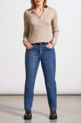 HENLEY TOP W/ BUTTONS-Oatmeal