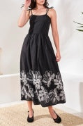SLVLESS DRESS W/EMBROIDERY-BLACK