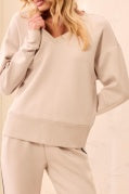 L/S V NECK TOP-SandDune