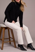 TURTLENECK HIGH LOW SWEATER W/ SIDE SLITS-BLACK